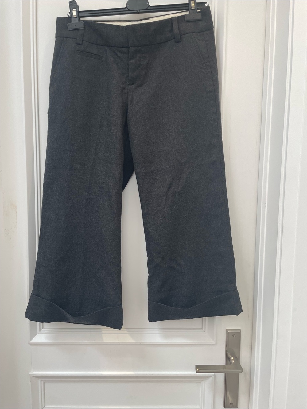 Women’s Dark Gray Wide-Leg Wool Blend Culottes